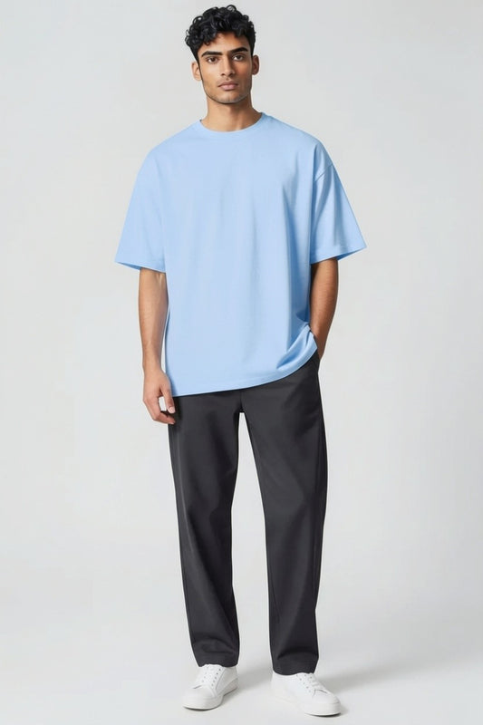 ZIL Light Blue Round Neck Oversized Tee