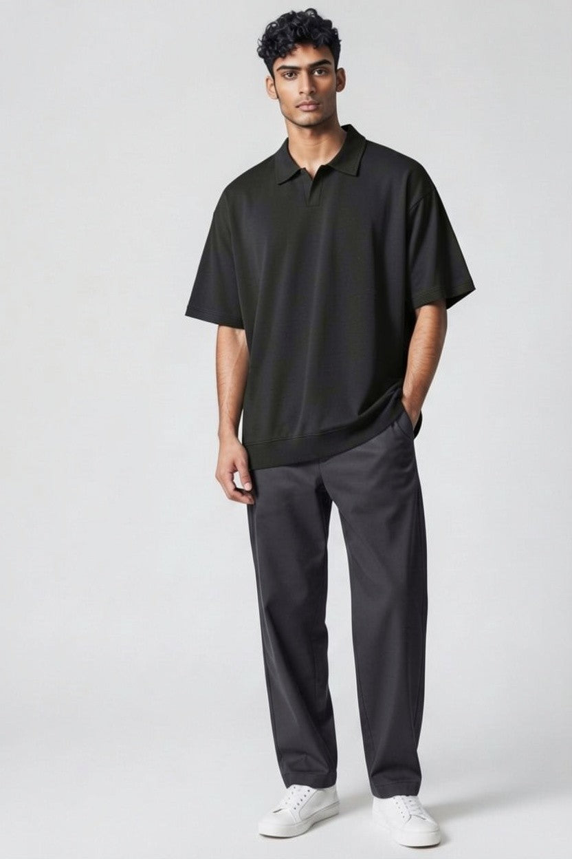 ZIL Black Modern Polo Knitted Tee