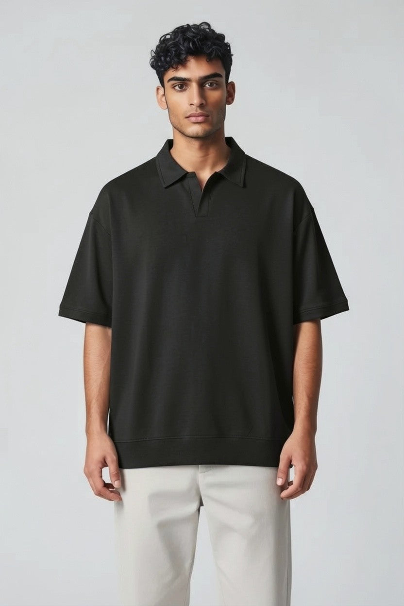 ZIL Black Modern Polo Knitted Tee