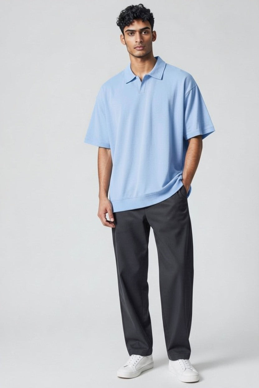 ZIL Light Blue Modern Polo Knitted Tee
