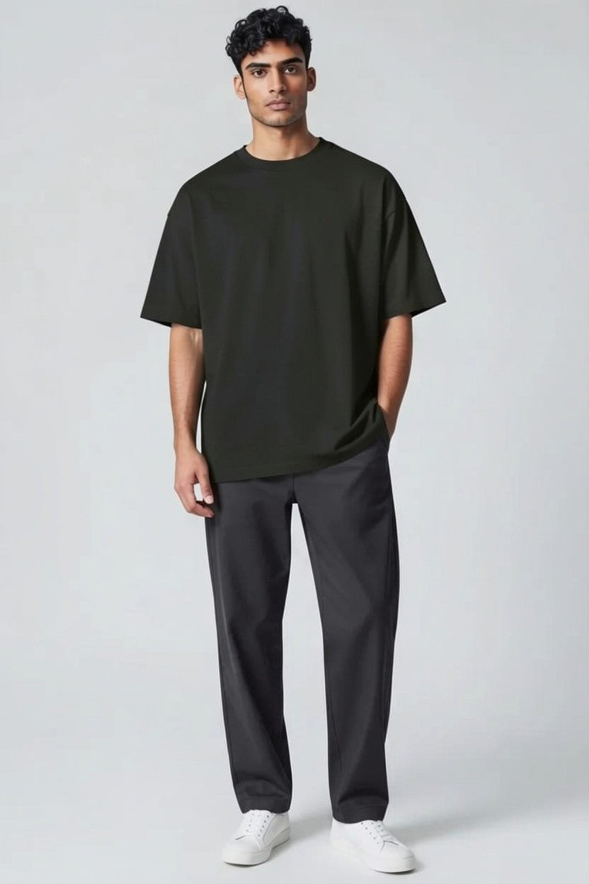 ZIL Black Round Neck Oversized Tee