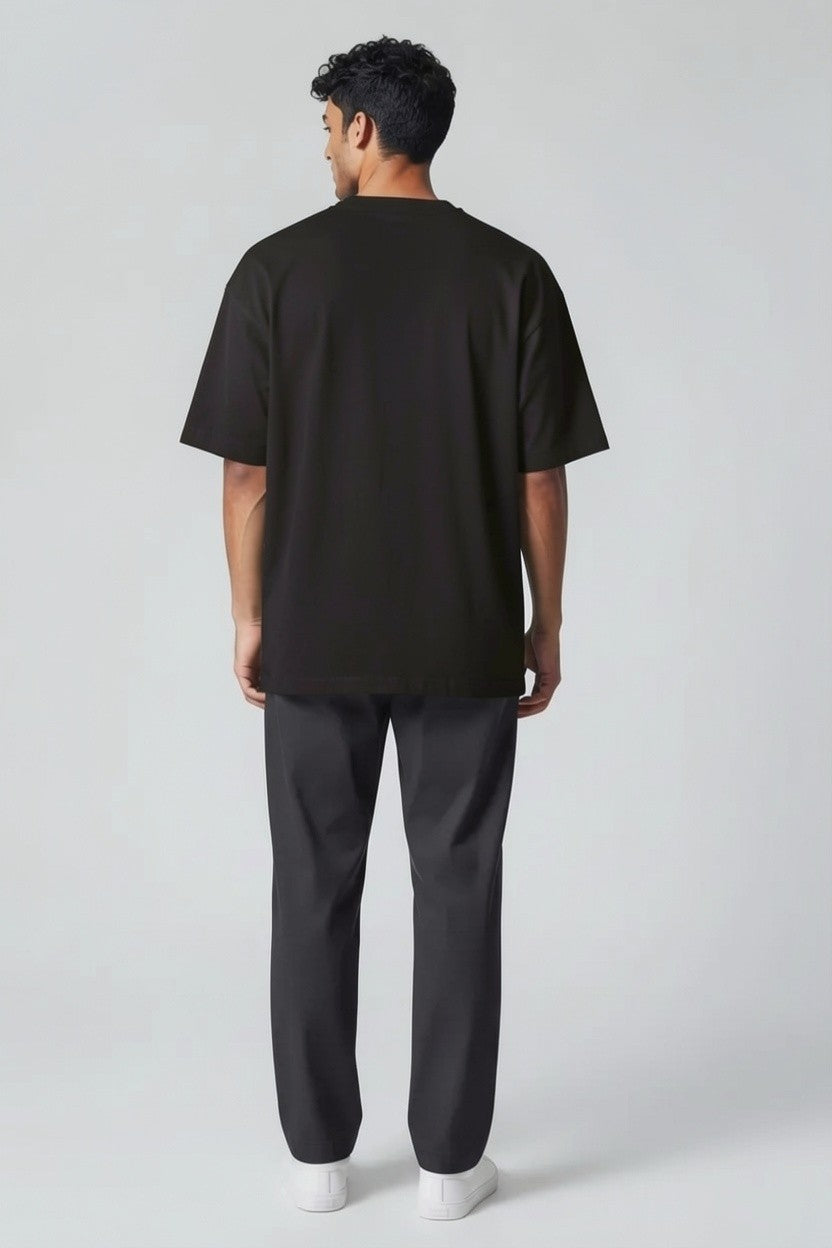 ZIL Black Round Neck Oversized Tee