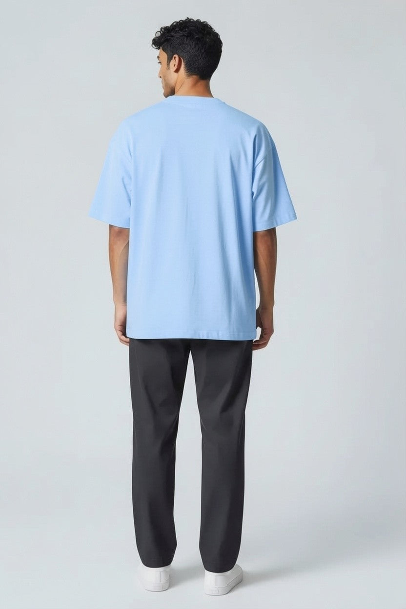 ZIL Light Blue Round Neck Oversized Tee