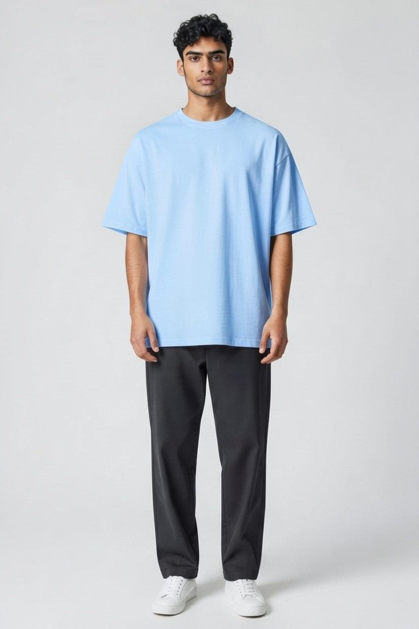 ZIL Light Blue Round Neck Oversized Tee