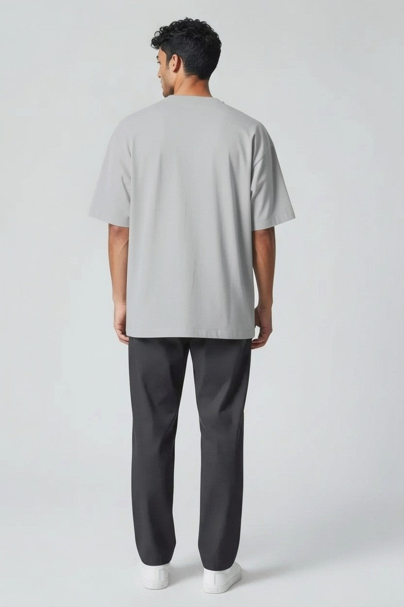 ZIL Gray Round Neck Oversized Tee