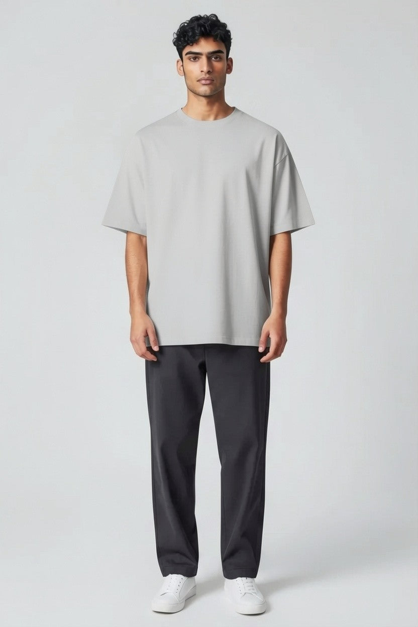 ZIL Gray Round Neck Oversized Tee