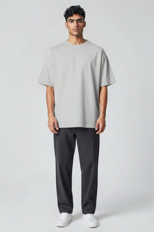 ZIL Gray Round Neck Oversized Tee