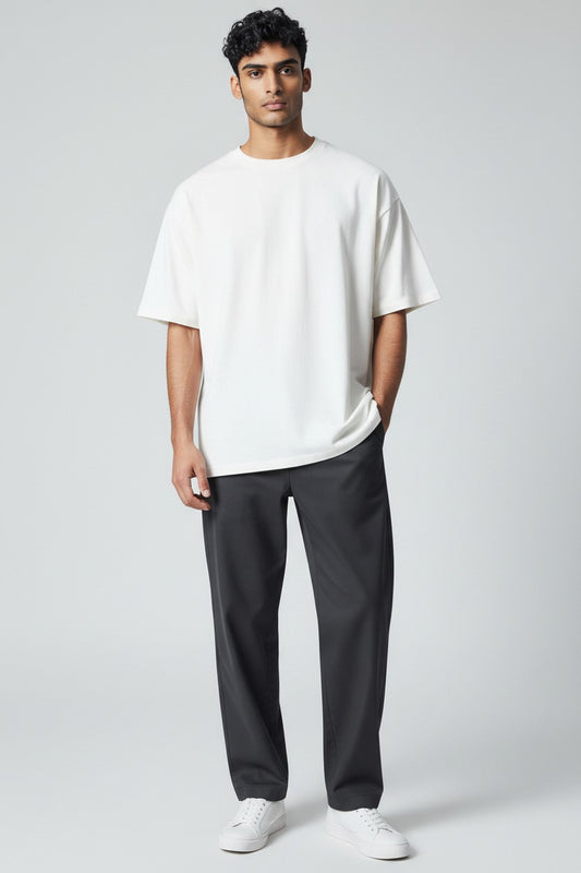 ZIL Off White Round Neck Oversized Tee