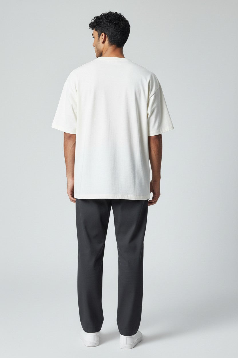 ZIL Off White Round Neck Oversized Tee
