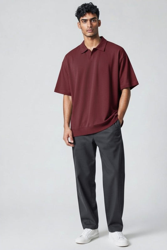 ZIL Burgundy Modern Polo Knitted Tee