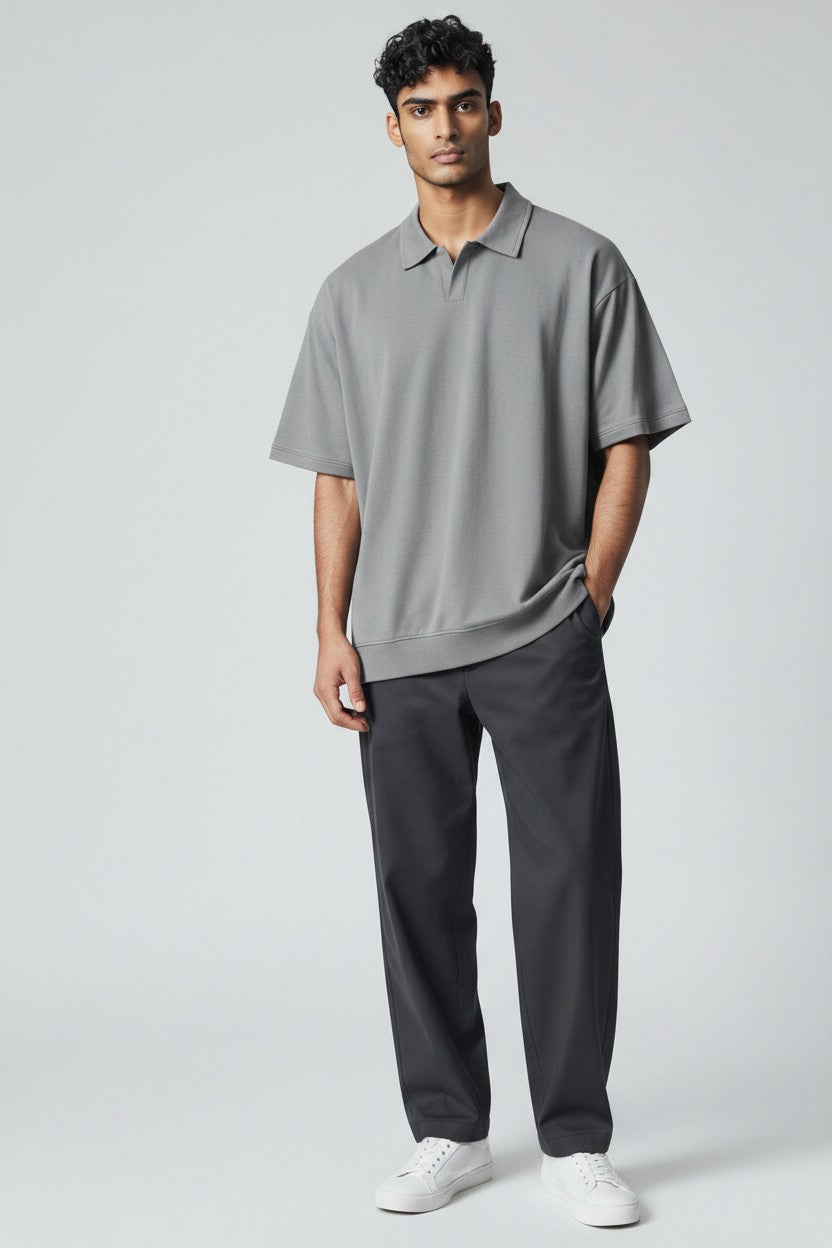 ZIL Gray Modern Polo Knitted Tee