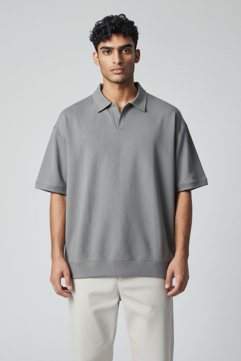 ZIL Gray Modern Polo Knitted Tee